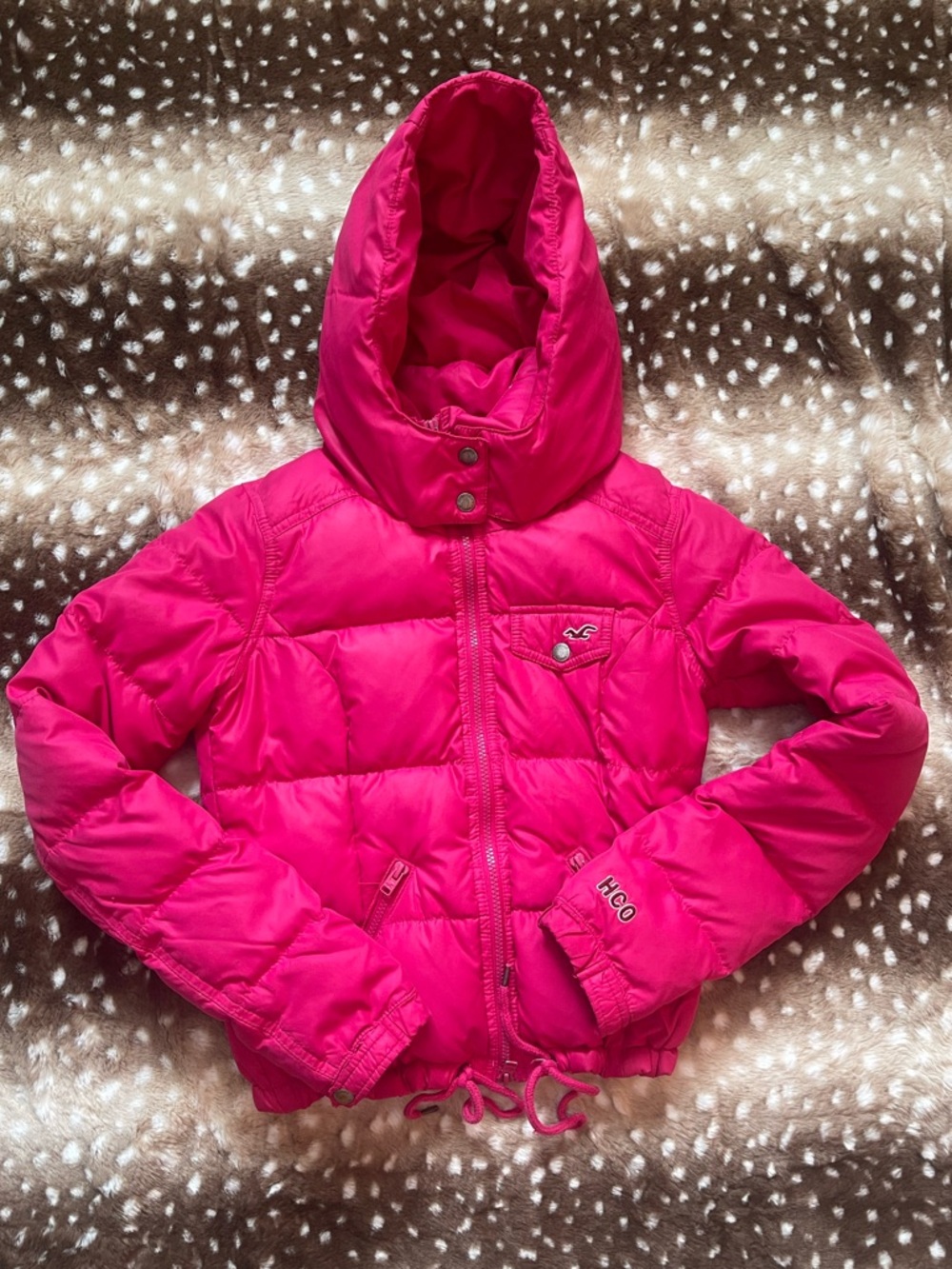 Hollister pink puffer jacket